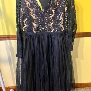 City Chic Black Lace Fit and Flare  Dress NWT
